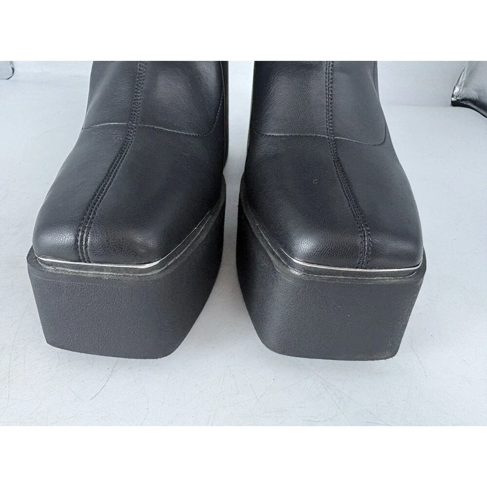 Naked Wolfe Black Stretch Platform Knee High Boots “Impact” Sz 10 Emo Goth Alt